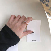 Anillo abierto ajustable con flor de doble capa kawaii